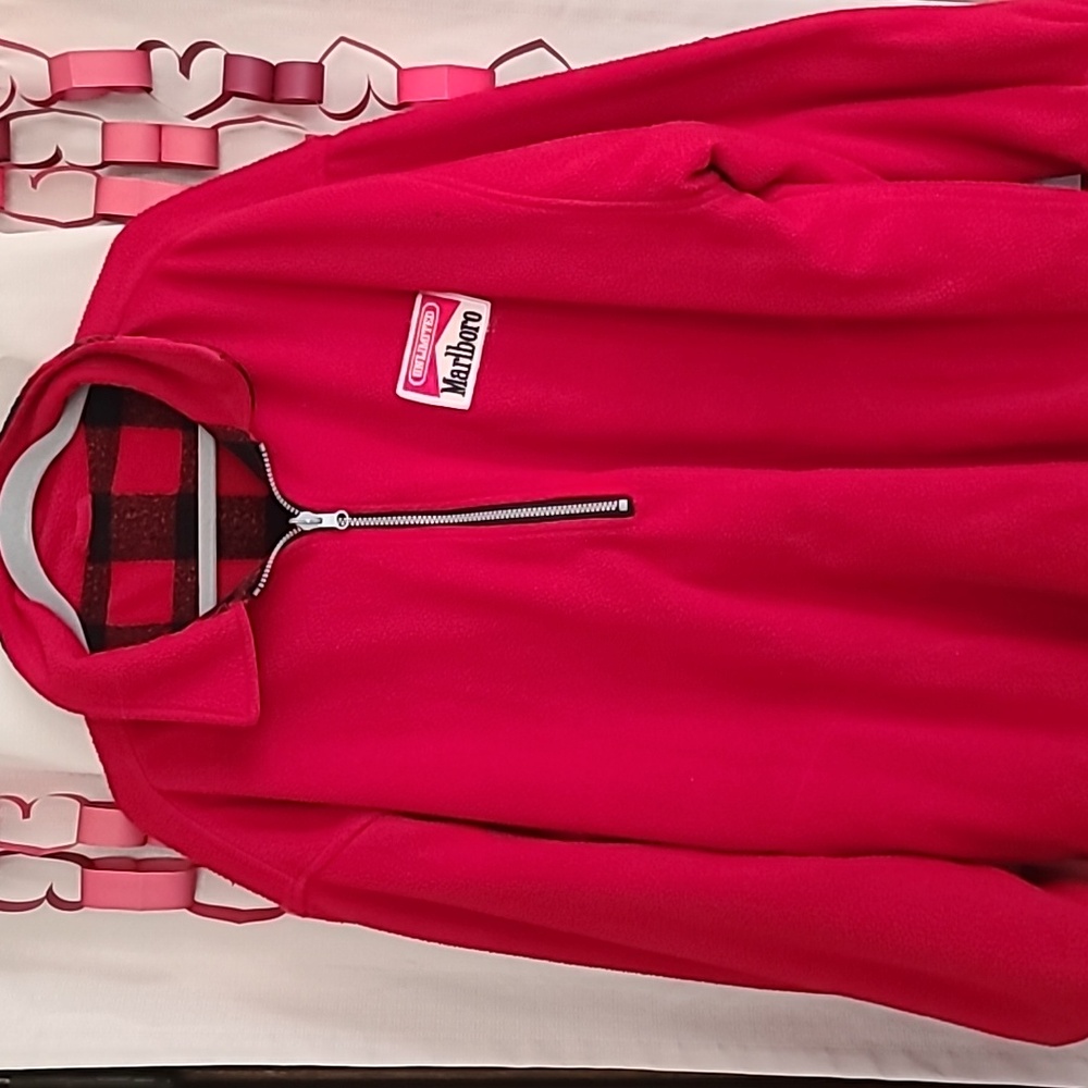 VTG Marlboro Unlimited Reversible Fleece Quarter Zip Pullover - Red/Plaid